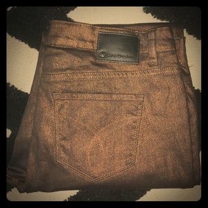 Metallic/glittery skinny jeans